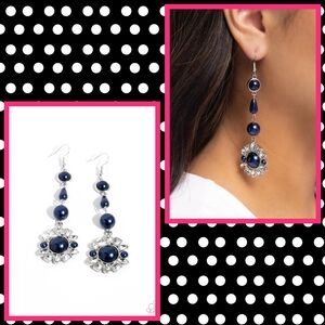 2/$10 Paparazzi Pearly Plot Twist - Blue Earrings
